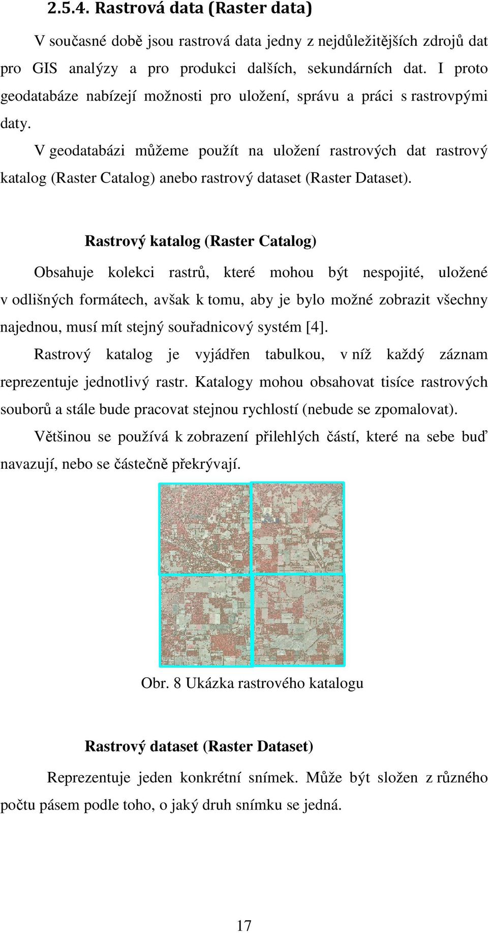 V geodatabázi můžeme použít na uložení rastrových dat rastrový katalog (Raster Catalog) anebo rastrový dataset (Raster Dataset).