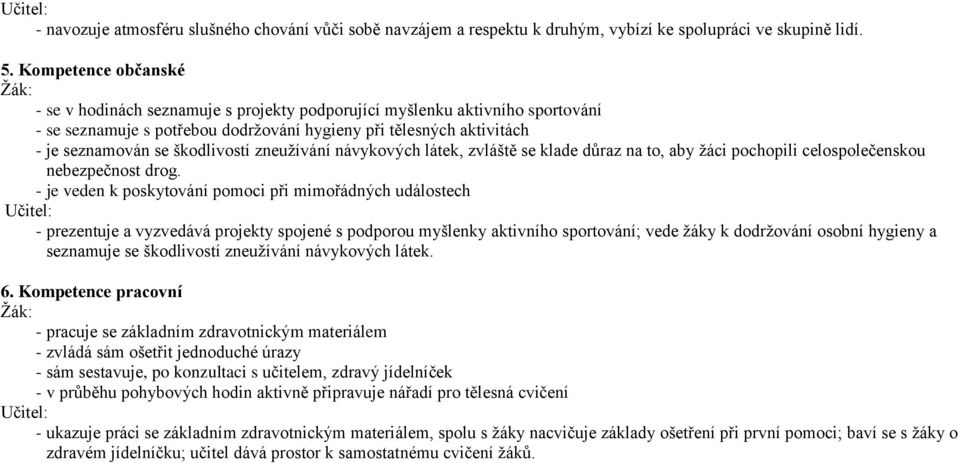 zneužívání návykových látek, zvláště se klade důraz na to, aby žáci pochopili celospolečenskou nebezpečnost drog.