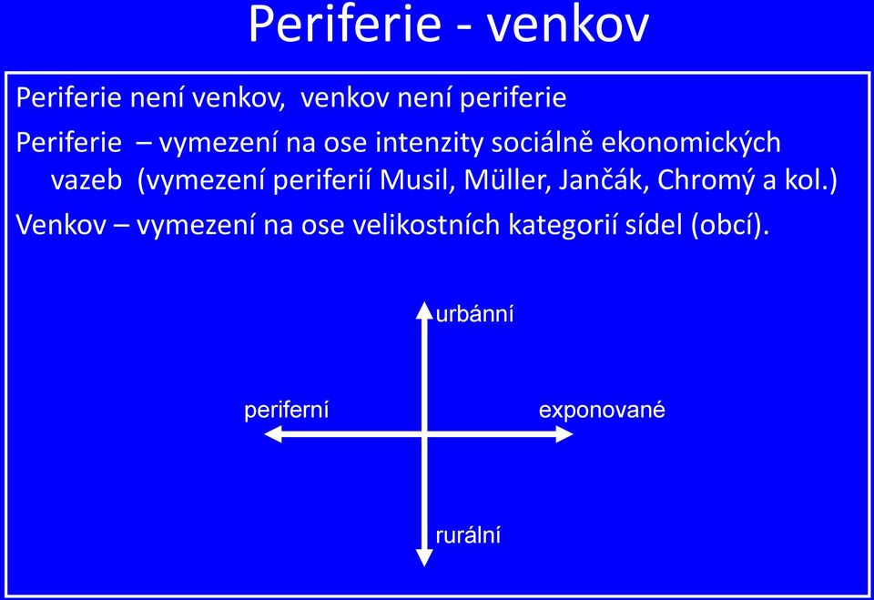 (vymezení periferií Musil, Müller, Jančák, Chromý a kol.