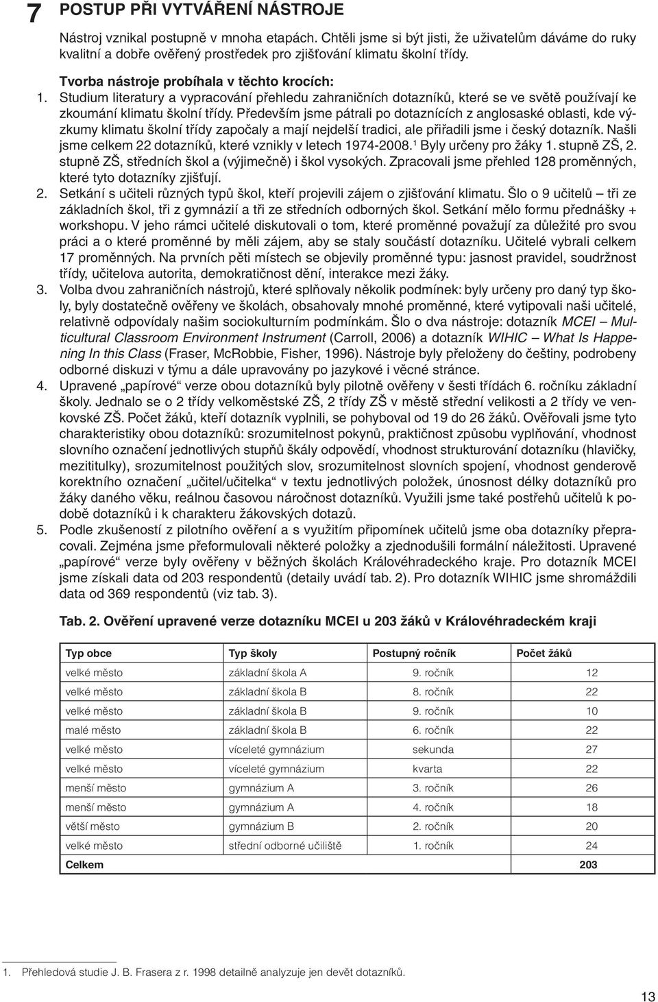 Studium literatury a vypracování přehledu zahraničních dotazníků, které se ve světě používají ke zkoumání klimatu školní třídy.