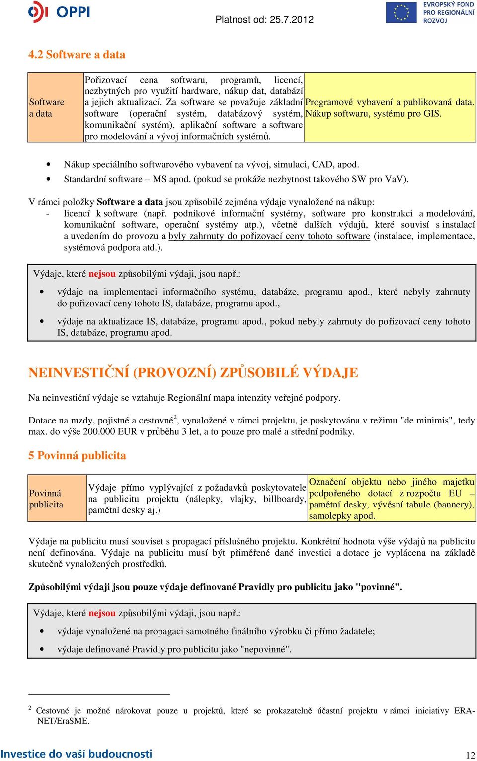 komunikační systém), aplikační software a software pro modelování a vývoj informačních systémů. Nákup speciálního softwarového vybavení na vývoj, simulaci, CAD, apod. Standardní software MS apod.