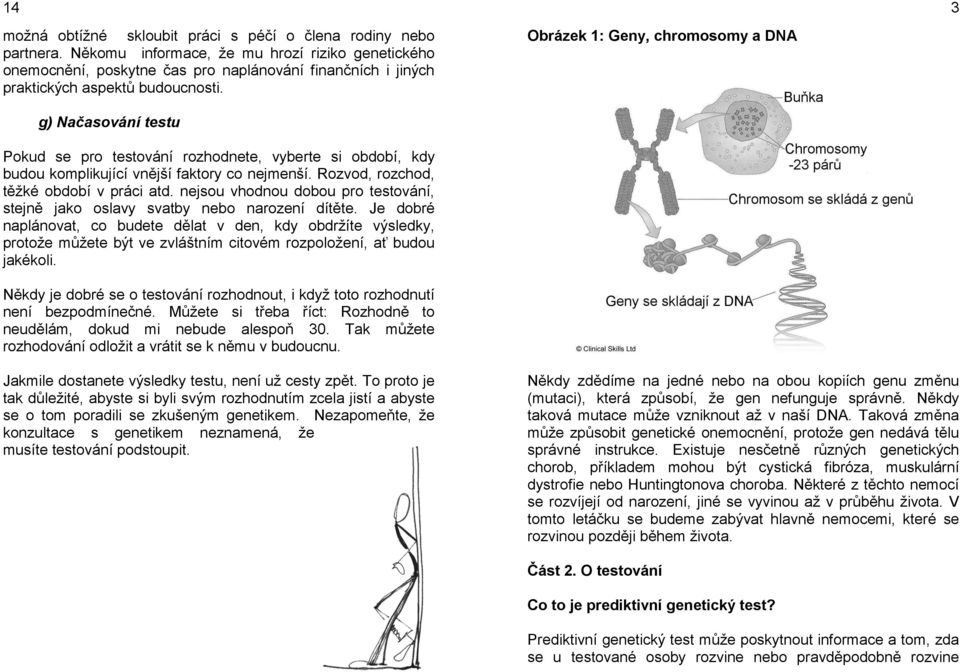 g) Načasování testu Pokud se pro testování rozhodnete, vyberte si období, kdy budou komplikující vnější faktory co nejmenší. Rozvod, rozchod, těžké období v práci atd.