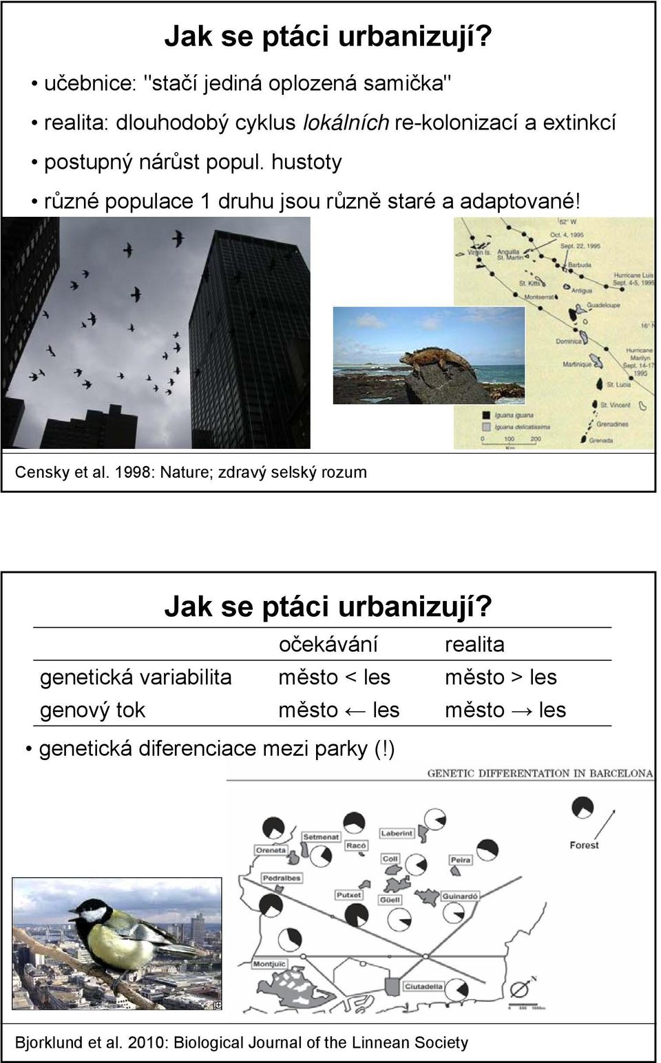 popul. hustoty různé populace 1 druhu jsou různě staré a adaptované! Censky et al.