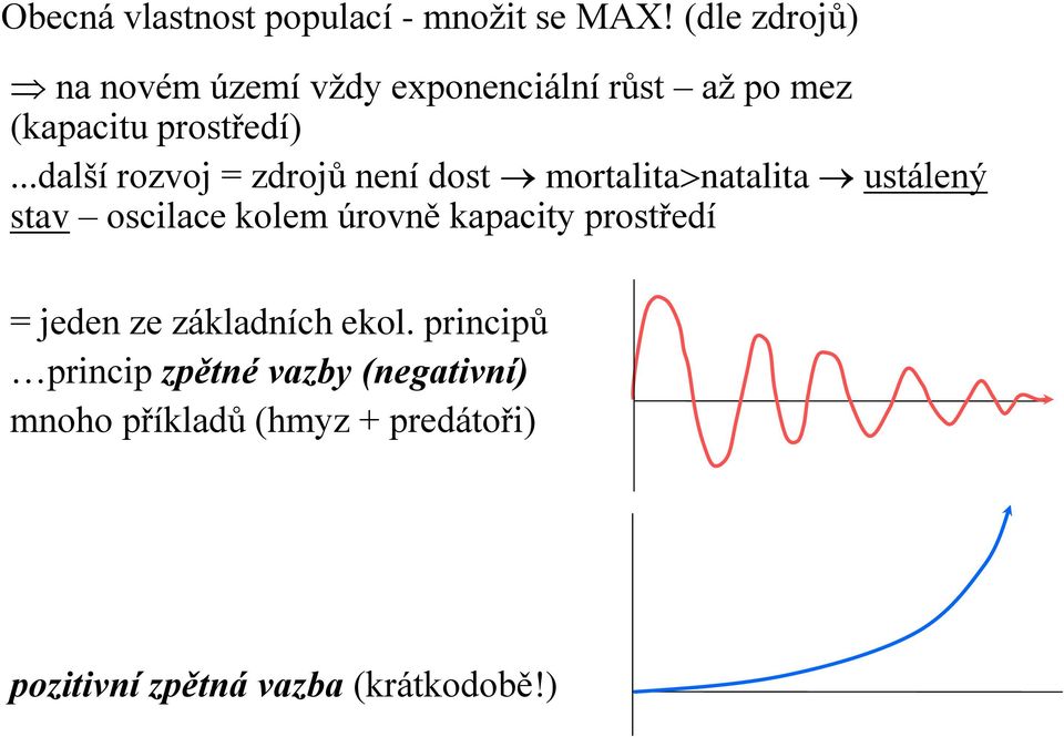 ..další rozvoj = zdrojů není dost mortalita natalita ustálený stav oscilace kolem úrovně