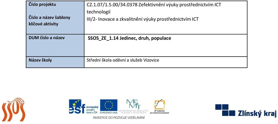 0378 Zefektivnění výuky prostřednictvím ICT technologií III/2- Inovace