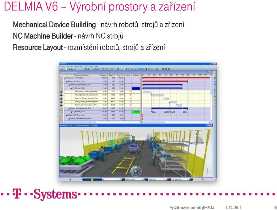 Builder - návrh NC strojů Resource Layout - rozmístění