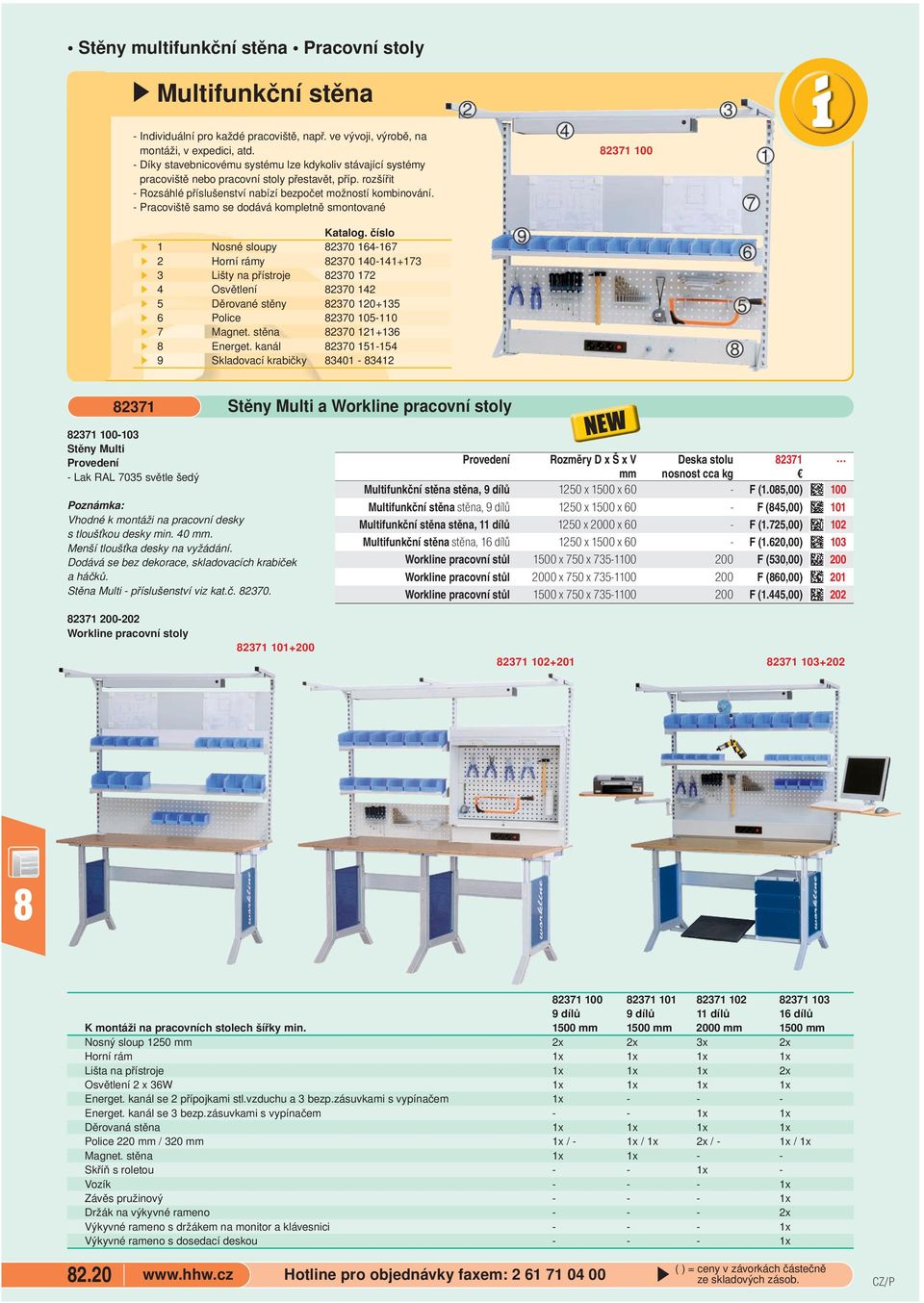 - Pracoviště samo se dodává kompletně smontované 2371 100 Katalog. číslo. 1 Nosné sloupy 2370 164-167. 2 Horní rámy 2370 140-141+173. 3 Lišty na přístroje 2370 172. 4 Osvětlení 2370 142.