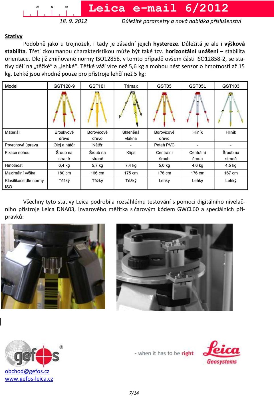 Lehké jsou vhodné pouze pro přístroje lehčí než 5 kg: Model GST120-9 GST101 Trimax GST05 GST05L GST103 Materiál Broskvové Borovicové Skleněná Borovicové Hliník Hliník dřevo dřevo vlákna dřevo