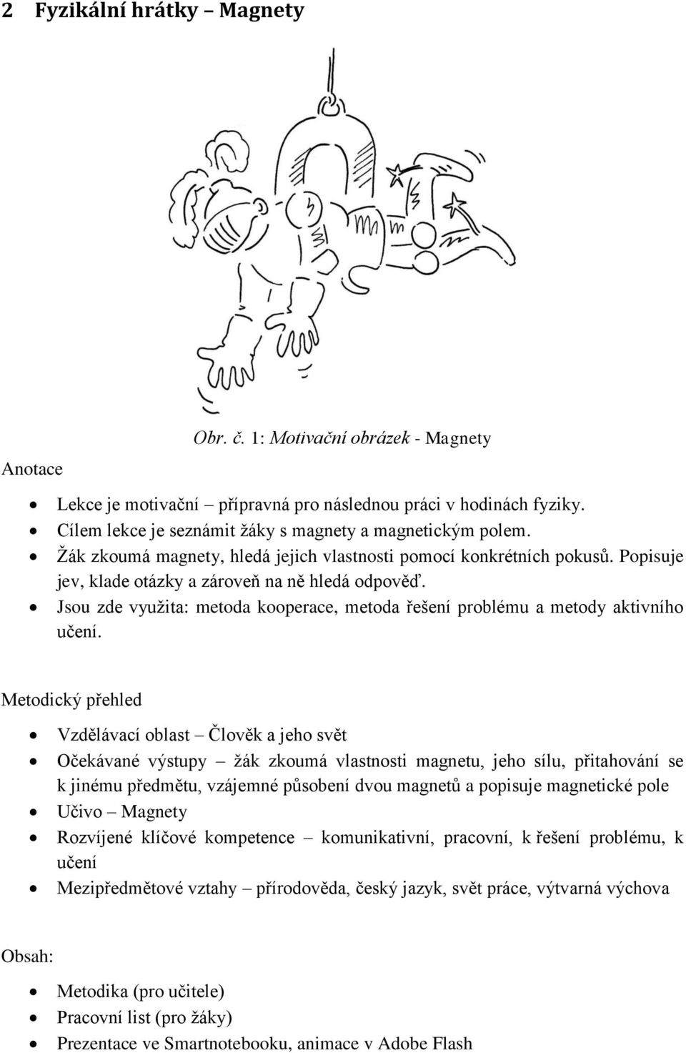 Jsou zde využita: metoda kooperace, metoda řešení problému a metody aktivního učení.