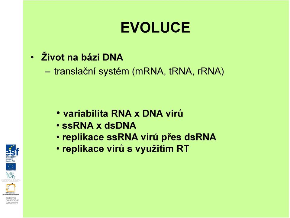 RNA x DNA virů ssrna x dsdna replikace