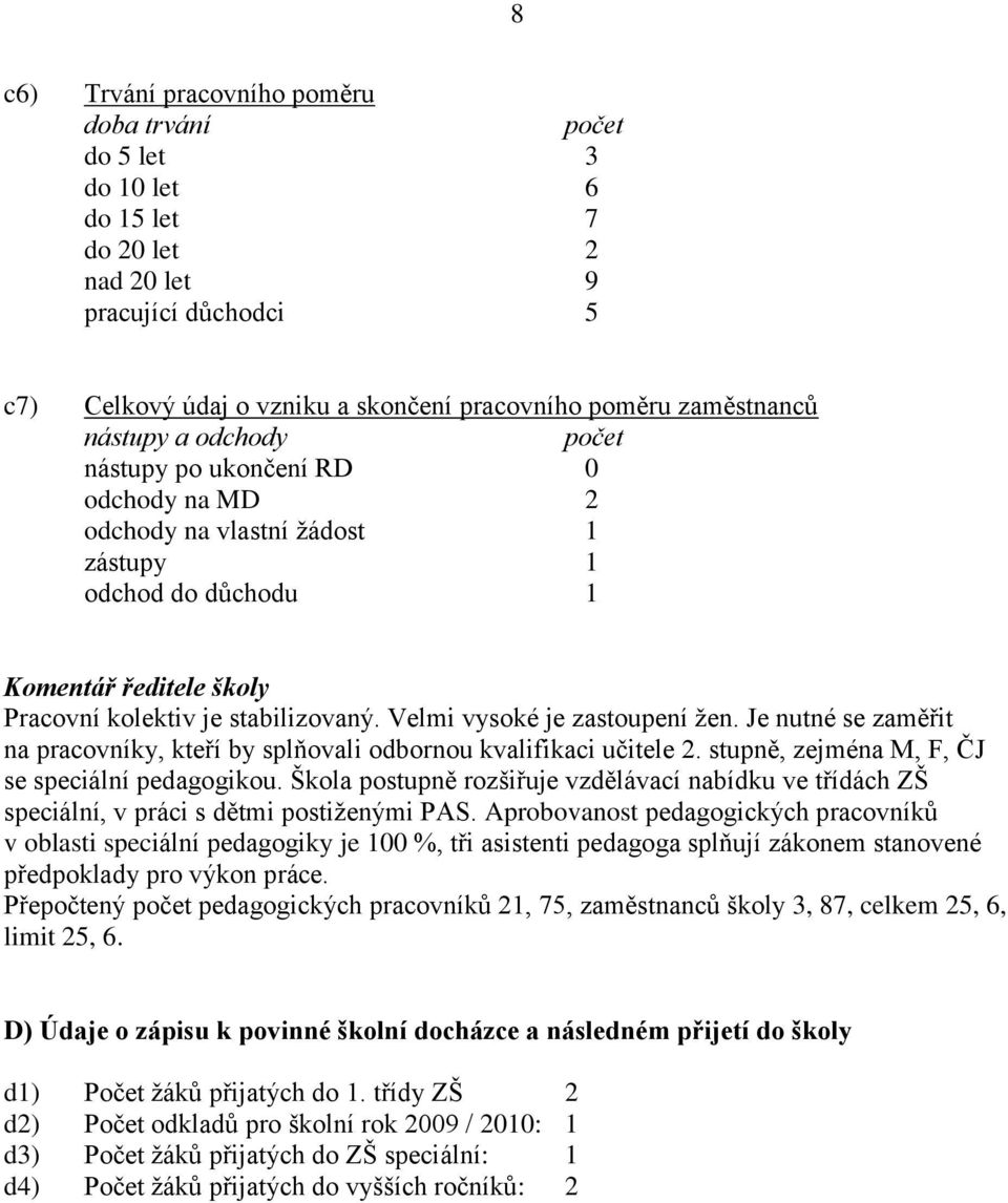 Je nutné se zaměřit na pracovníky, kteří by splňovali odbornou kvalifikaci učitele. stupně, zejména M, F, ČJ se speciální pedagogikou.
