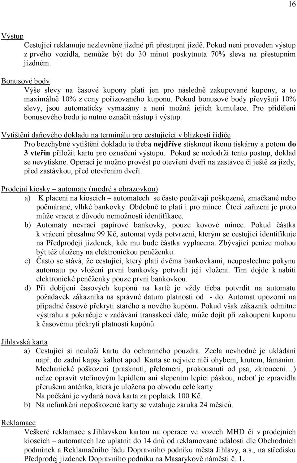 Pokyny pro použití Jihlavské karty ve vozidlech MHD - PDF Stažení zdarma