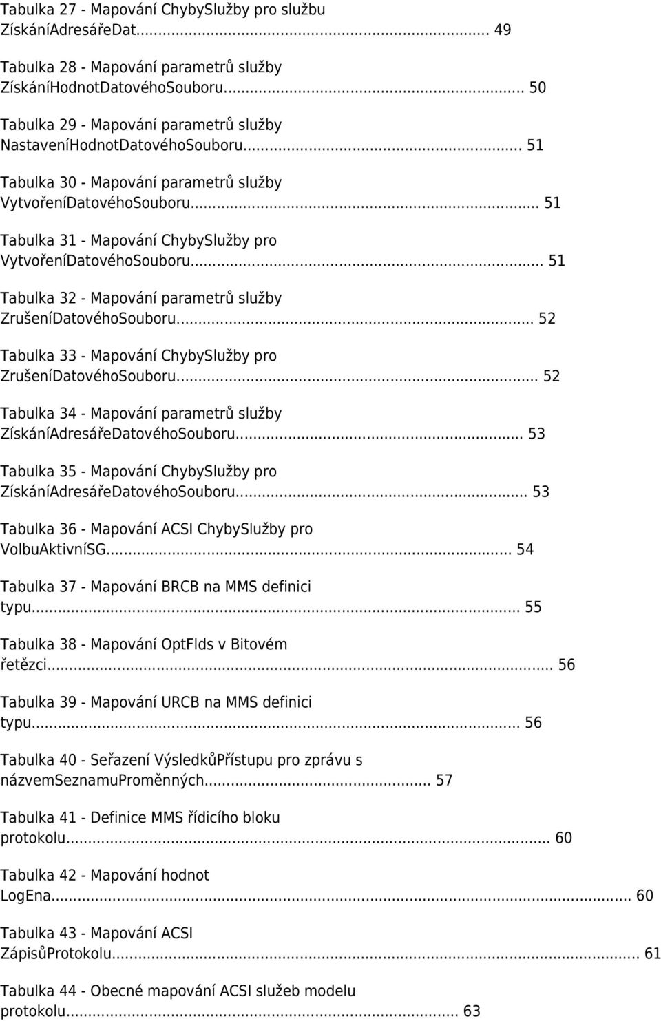 .. 51 Tabulka 31 - Mapování ChybySlužby pro VytvořeníDatovéhoSouboru... 51 Tabulka 32 - Mapování parametrů služby ZrušeníDatovéhoSouboru.