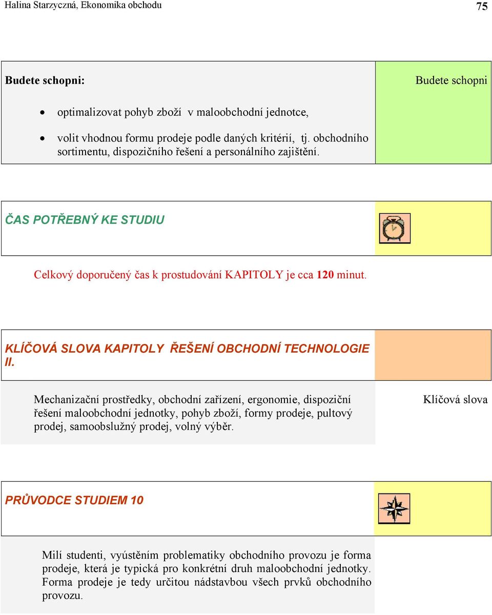 KLÍČOVÁ SLOVA KAPITOLY ŘEŠENÍ OBCHODNÍ TECHNOLOGIE II.