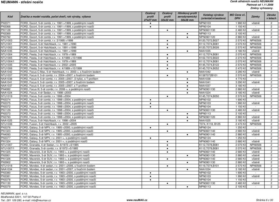 v. 2/1995->1999 K120,T072,B027 2 570 Kč NPN0506 2 NTU1001 FORD, Escort, 5-dr Hatchback, r.v. 1981->1990 K112,T074,B081 2 070 Kč NPN0506 2 NTU1002 FORD, Escort, 5-dr Hatchback, r.v. 1991->1999 K120,T072,B026 2 570 Kč NPN0506 2 NAA1035 FORD, Escort, 5-dr Hatchback, r.