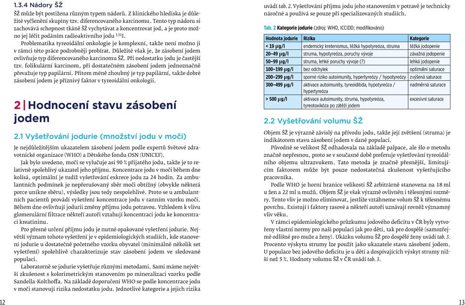 Problematika tyreoidální onkologie je komplexní, takže není možno ji v rámci této práce podrobněji probírat. Důležité však je, že zásobení jodem ovlivňuje typ diferencovaného karcinomu ŠŽ.