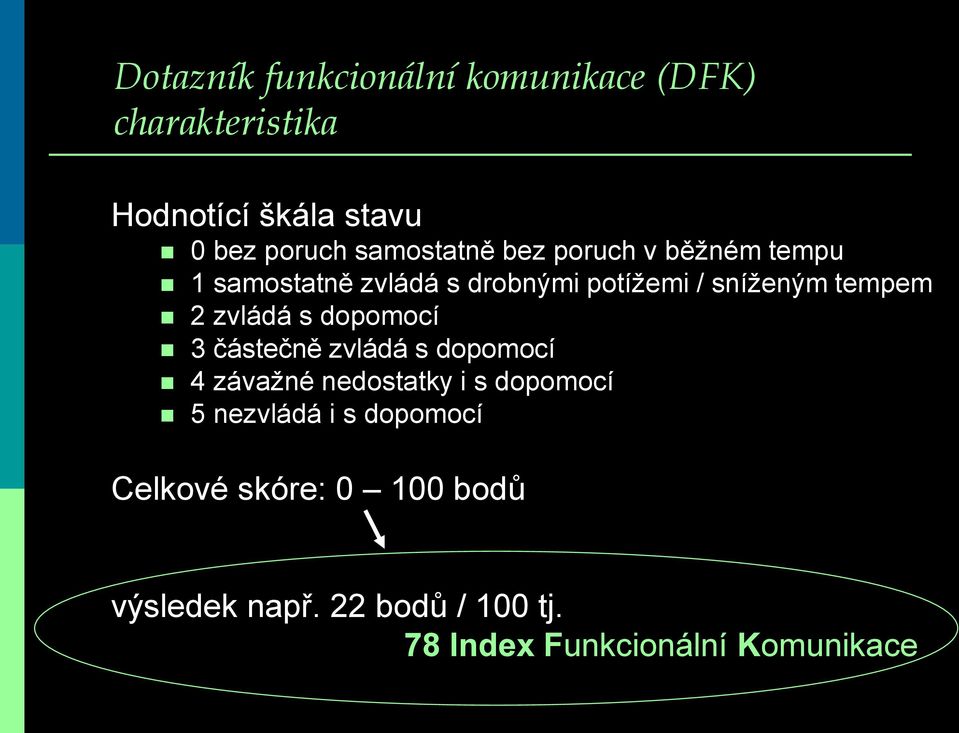 2 zvládá s dopomocí 3 částečně zvládá s dopomocí 4 závažné nedostatky i s dopomocí 5 nezvládá i