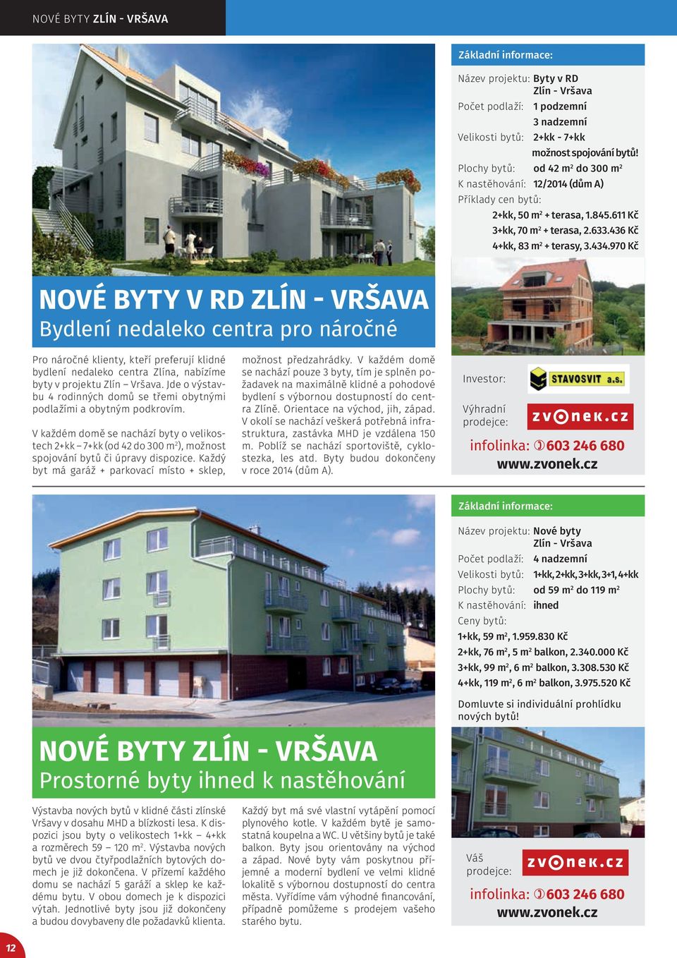 970 Kč NOVÉ BYTY V RD ZLÍN - VRŠAVA Bydlení nedaleko centra pro náročné Pro náročné klienty, kteří preferují klidné bydlení nedaleko centra Zlína, nabízíme byty v projektu Zlín Vršava.