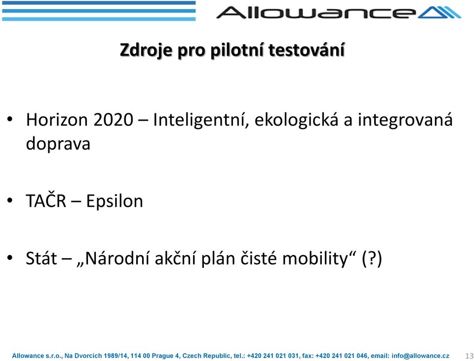 integrovaná doprava TAČR Epsilon