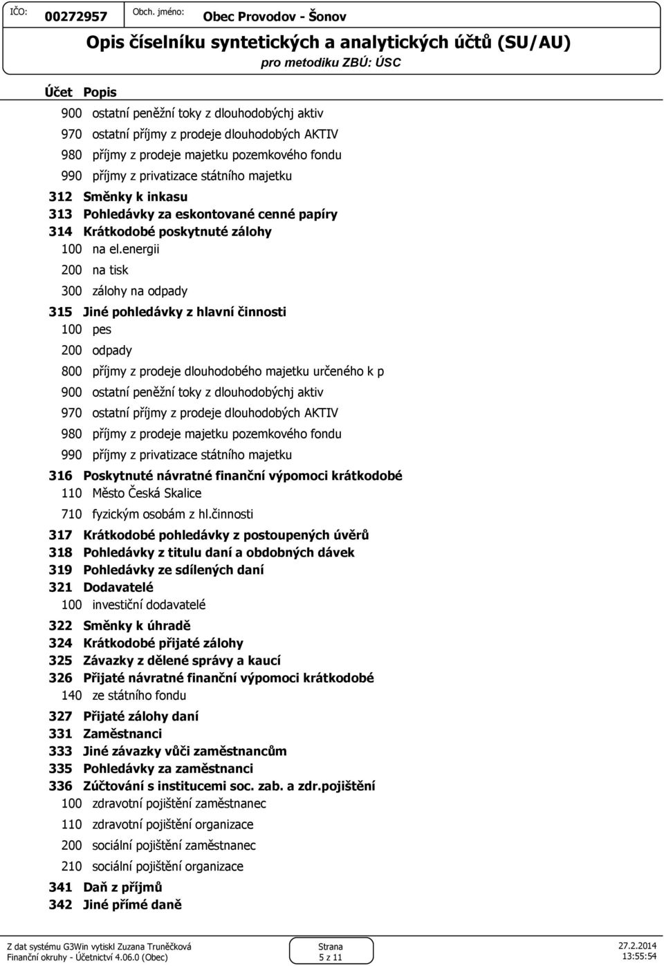 energii 200 na tisk 300 zálohy na odpady 315 Jiné pohledávky z hlavní činnosti 100 pes 200 odpady 800 příjmy z prodeje dlouhodobého majetku určeného k p 900 ostatní peněžní toky z dlouhodobýchj aktiv