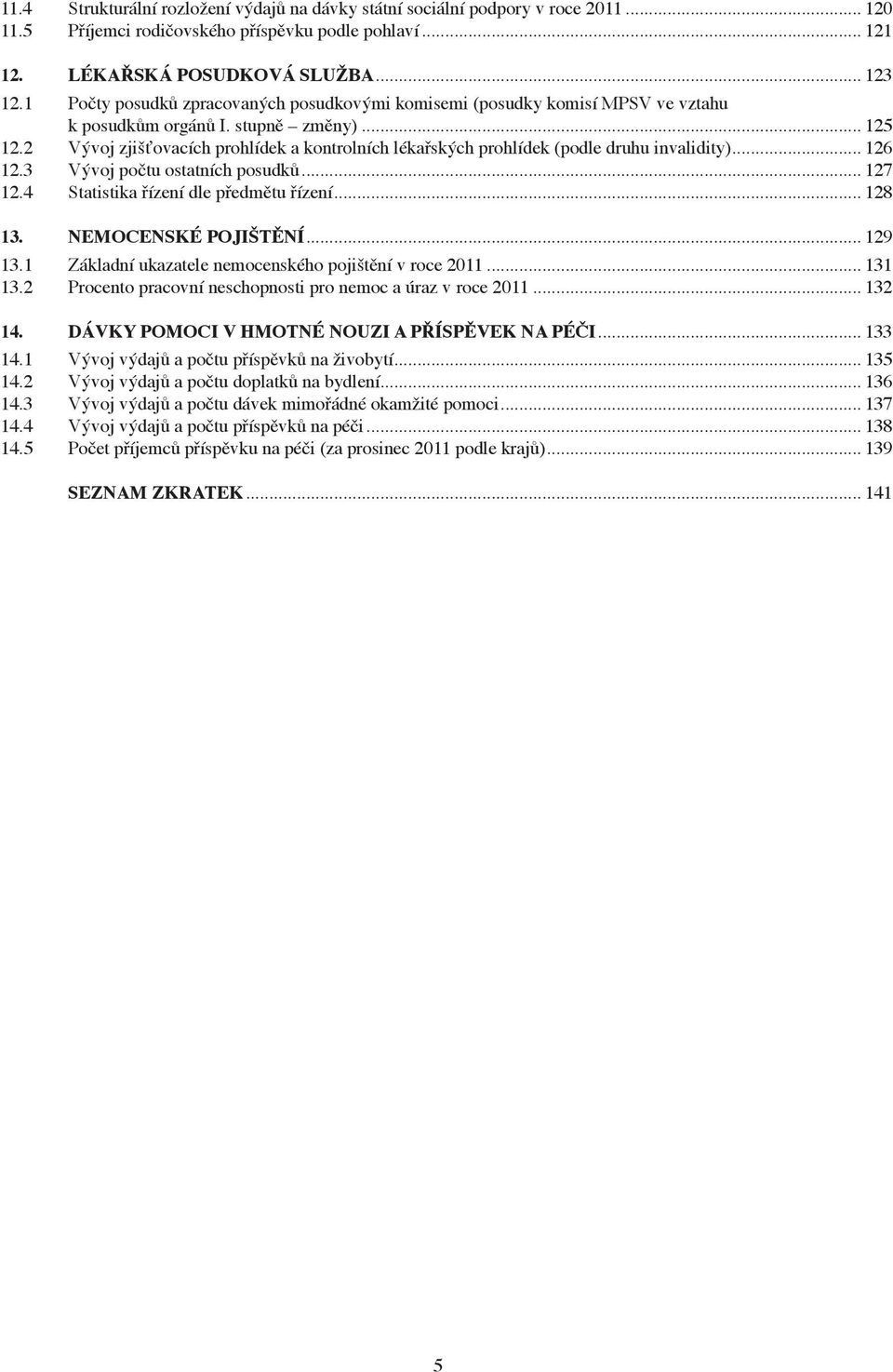2 Vývoj zjišťovacích prohlídek a kontrolních lékařských prohlídek (podle druhu invalidity)... 126 12.3 Vývoj počtu ostatních posudků... 127 12.4 Statistika řízení dle předmětu řízení... 128 13.