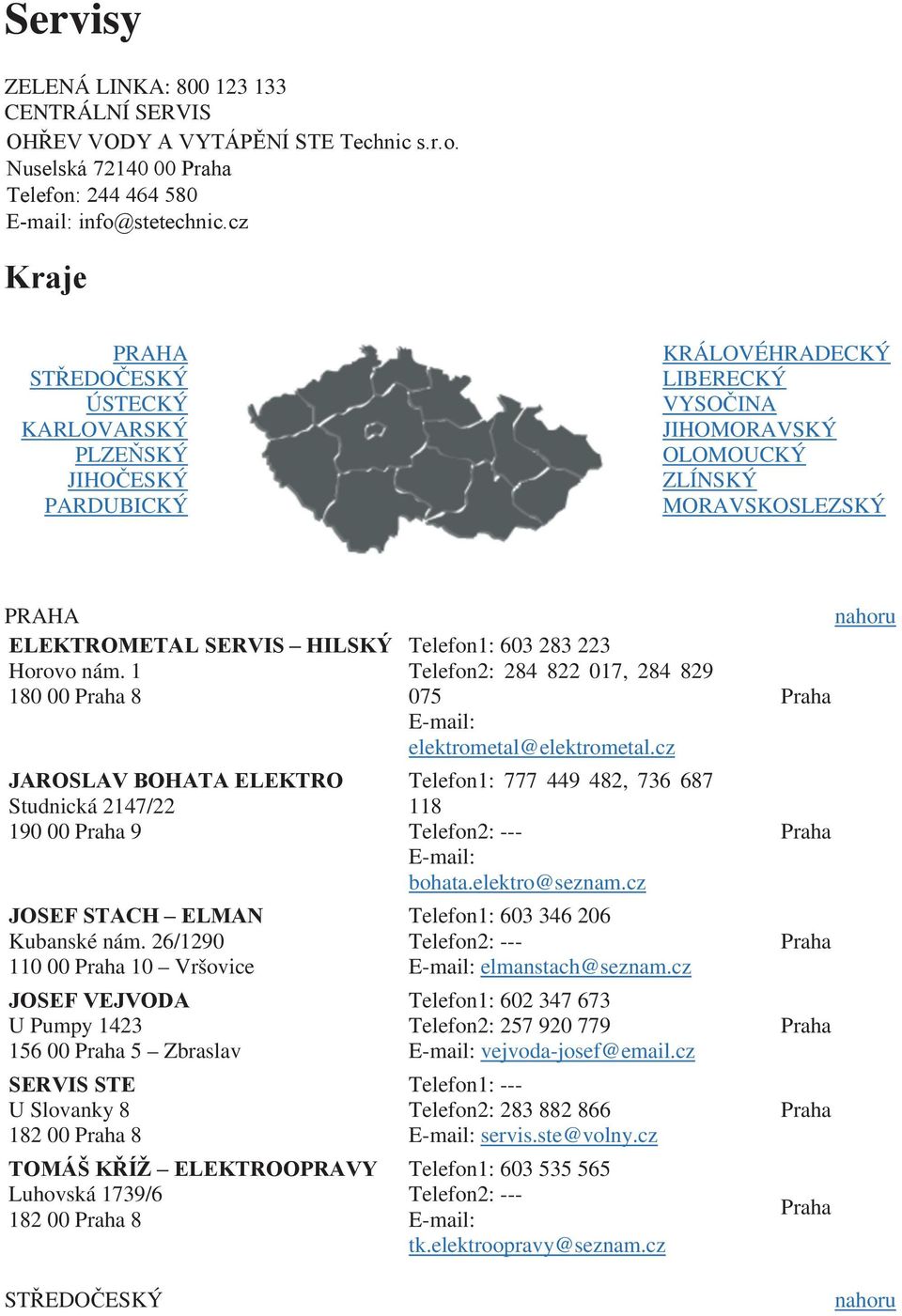 26/1290 110 00 10 Vršovice U Pumpy 1423 156 00 5 Zbraslav U Slovanky 8 182 00 8 Luhovská 1739/6 182 00 8 ST EDO ESKÝ Telefon1: 603 283 223 Telefon2: 284 822 017, 284 829 075