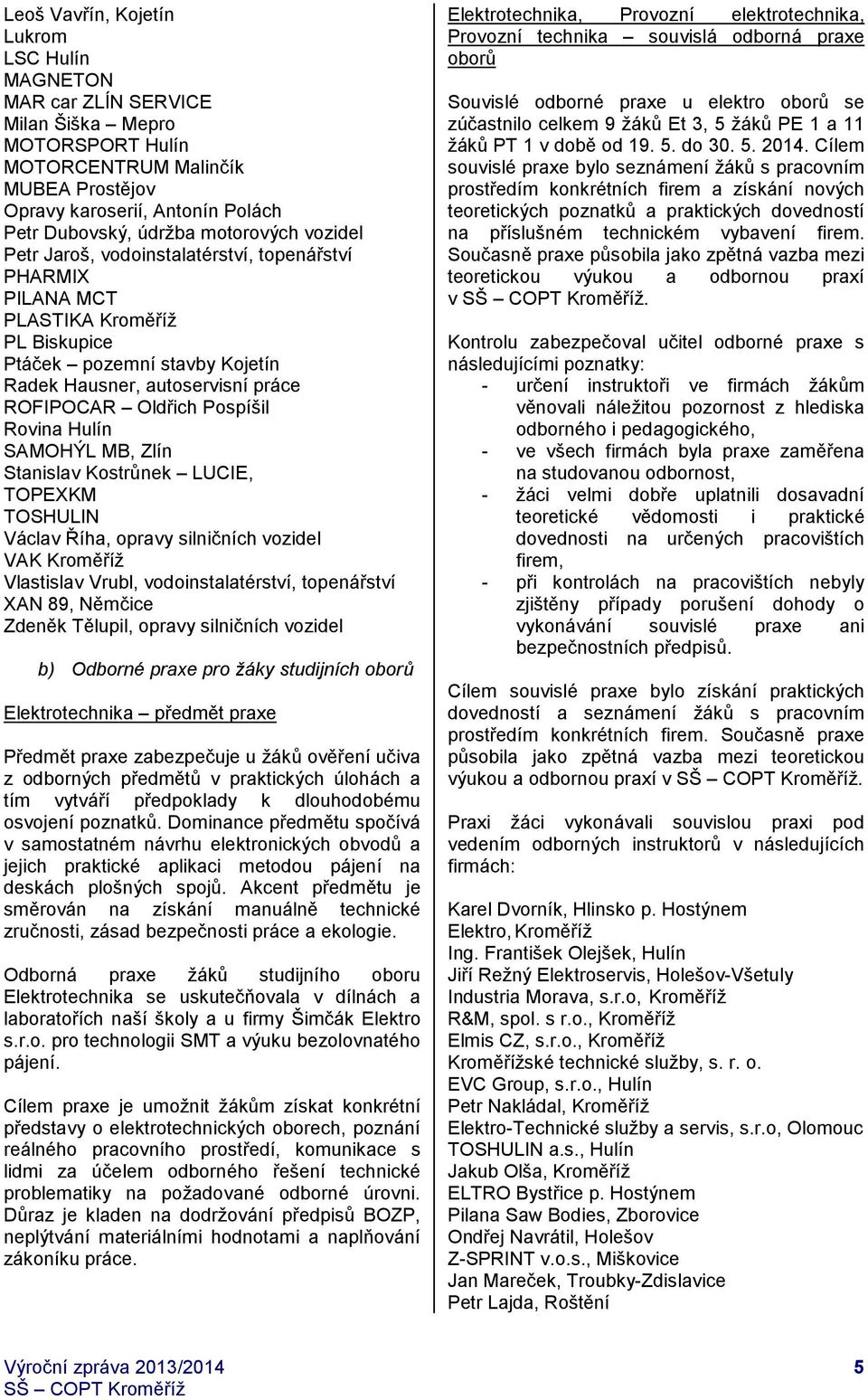 Pospíšil Rovina Hulín SAMOHÝL MB, Zlín Stanislav Kostrůnek LUCIE, TOPEXKM TOSHULIN Václav Říha, opravy silničních vozidel VAK Kroměříž Vlastislav Vrubl, vodoinstalatérství, topenářství XAN 89,