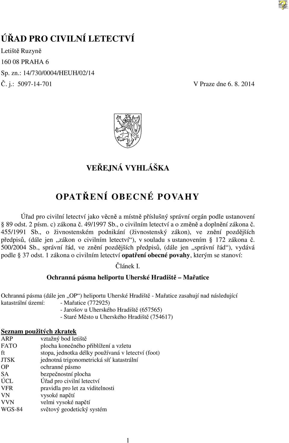 , o civilním letectví a o změně a doplnění zákona č. 455/1991 Sb.