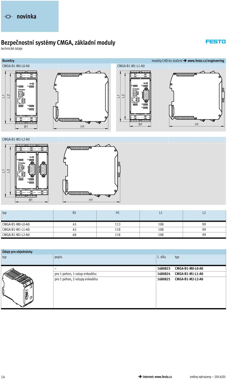 cz/engineering CMGA-B1-M2-L2-A0 typ B1 H1 L1 L2 CMGA-B1-M0-L0-A0 45 113 108 99 CMGA-B1-M1-L1-A0 45 118 108 99