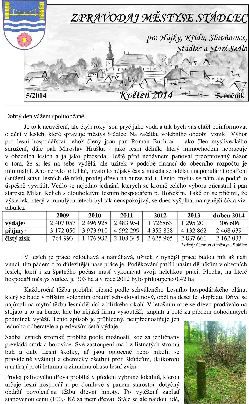 Na začátku volebního období vznikl Výbor pro lesní hospodářství, jehož členy jsou pan Roman Buchcar - jako člen mysliveckého sdružení, dále pak Miroslav Hruška - jako lesní dělník, který mimochodem