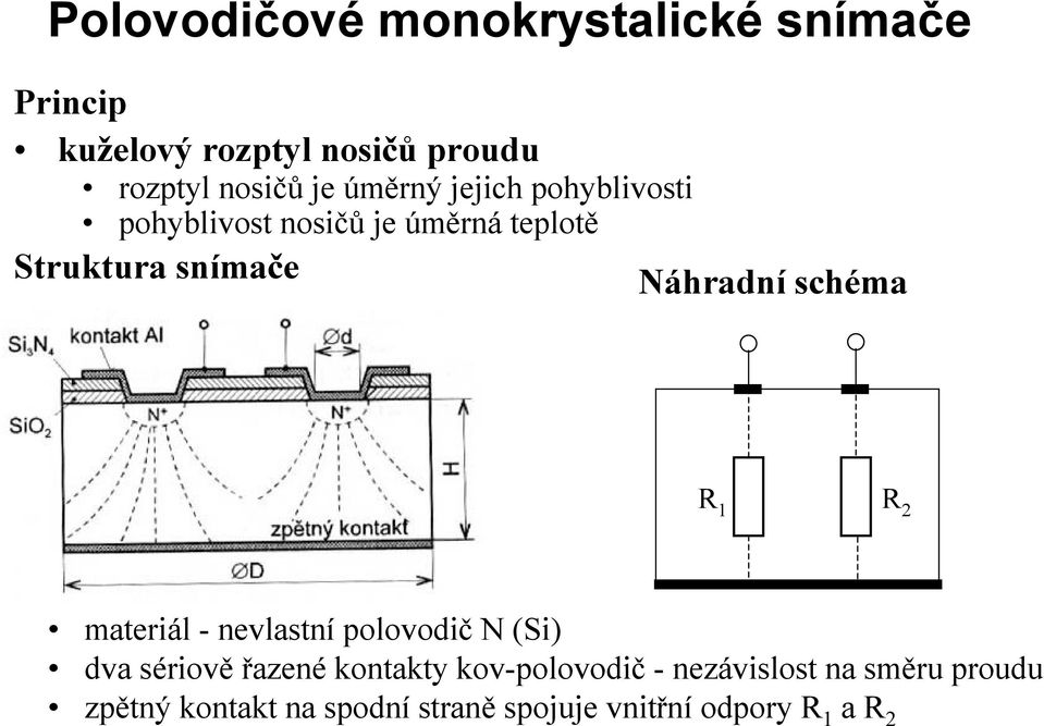 Nahradnısche ma R 1 R 2 material - nevlastnı polovodic N (Si) dva sř riove razenř kontakty