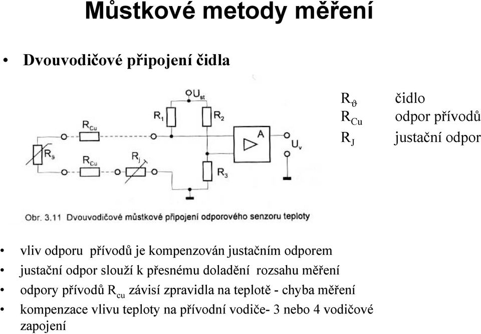 slouzı k presnř mu doladenı rozsahu merenı odpory prıvodu R cu zavisı zpravidla na