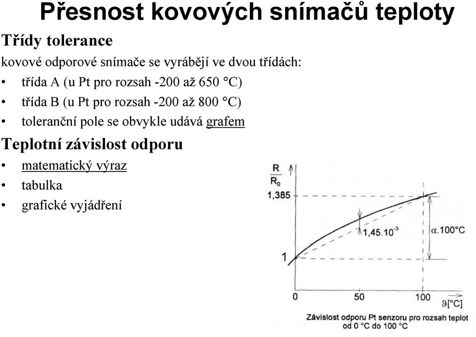 C) trıda B (u Pt pro rozsah -200 az 800 C) tolerancnı pole se obvykle