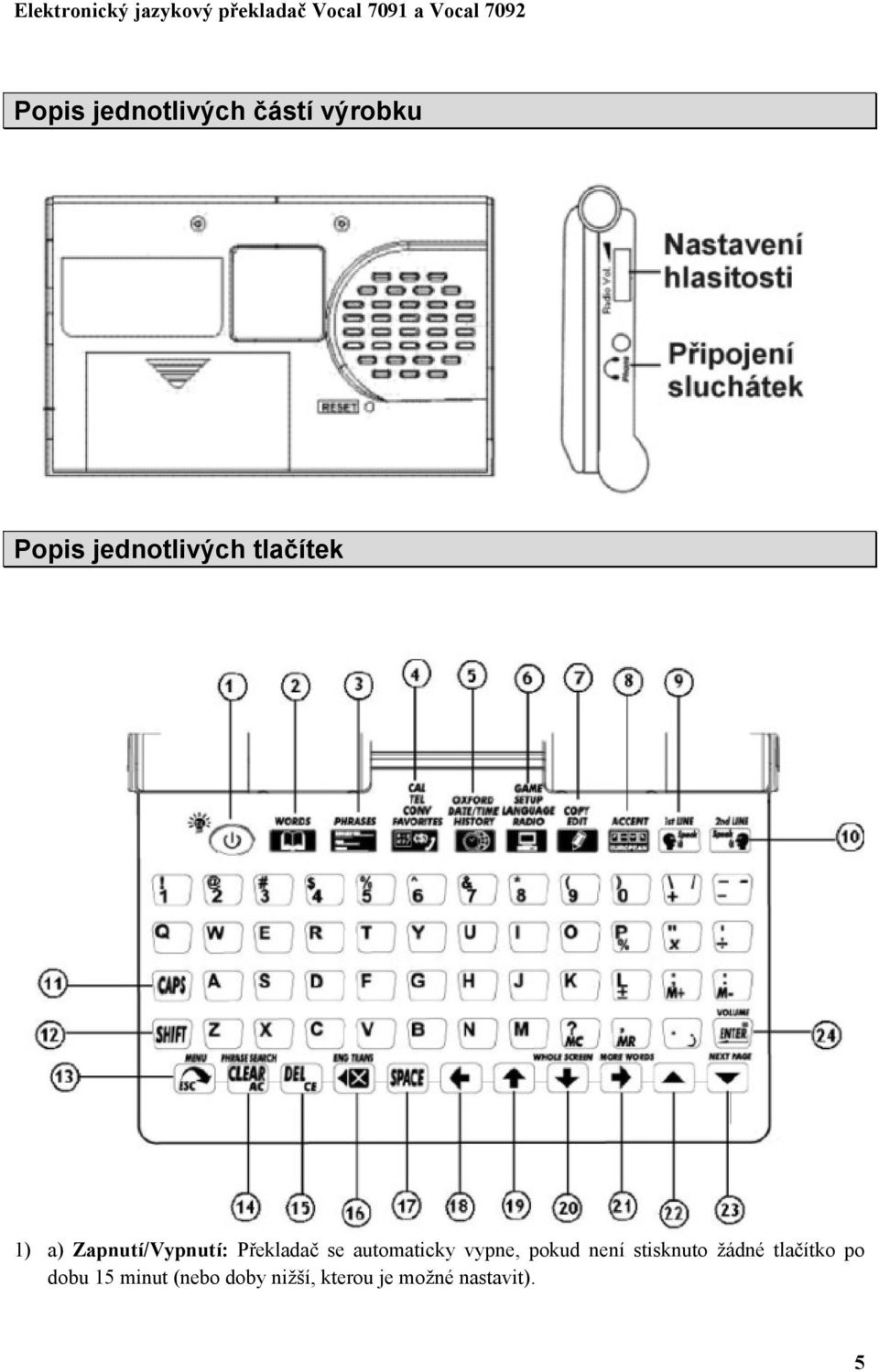 automaticky vypne, pokud není stisknuto žádné