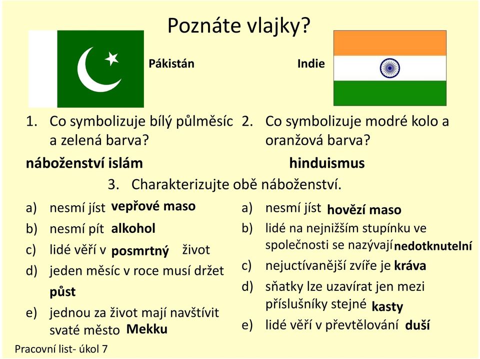 svaté město Mekku Pracovní list- úkol 7 2. Co symbolizuje modré kolo a oranžová barva?