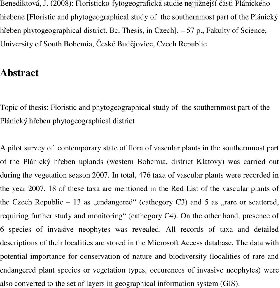 Thesis, in Czech]. 7 p.