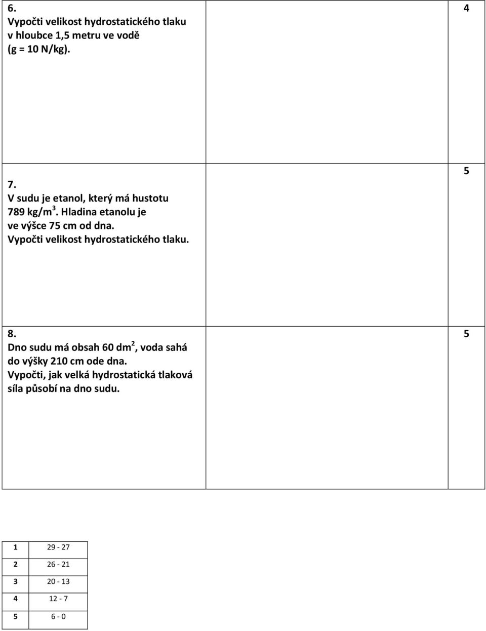 Vypočti velikost hydrostatického tlaku. 8.