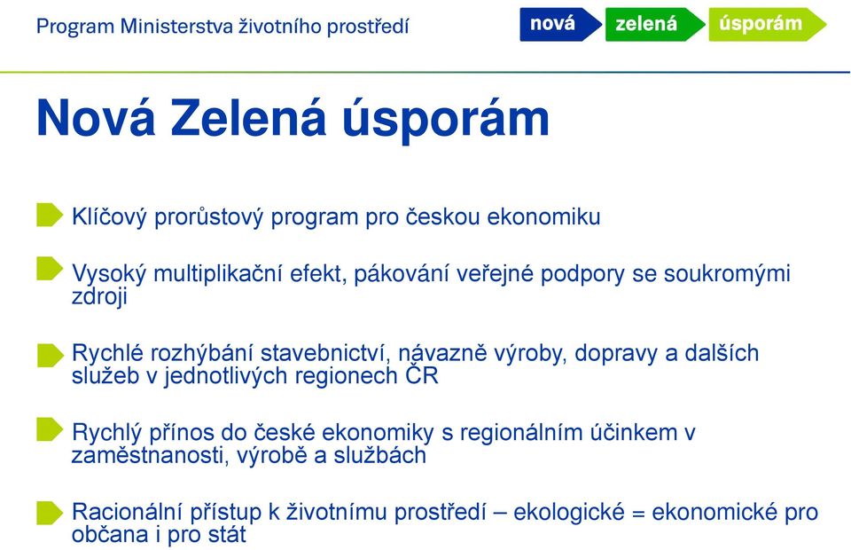 služeb v jednotlivých regionech ČR Rychlý přínos do české ekonomiky s regionálním účinkem v