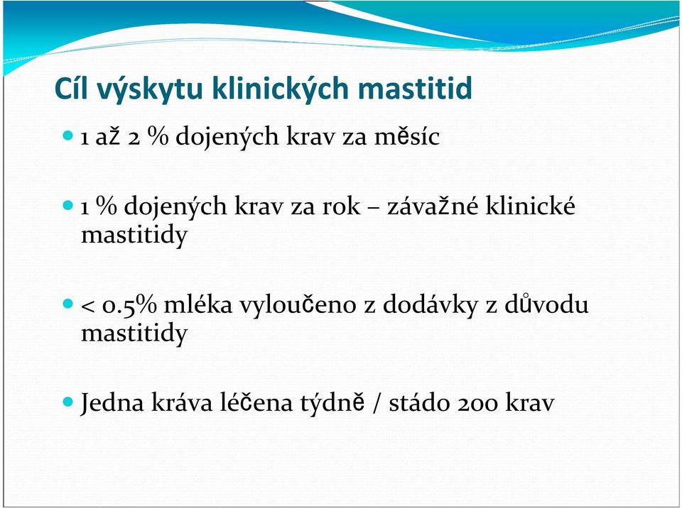 klinické mastitidy < 0.