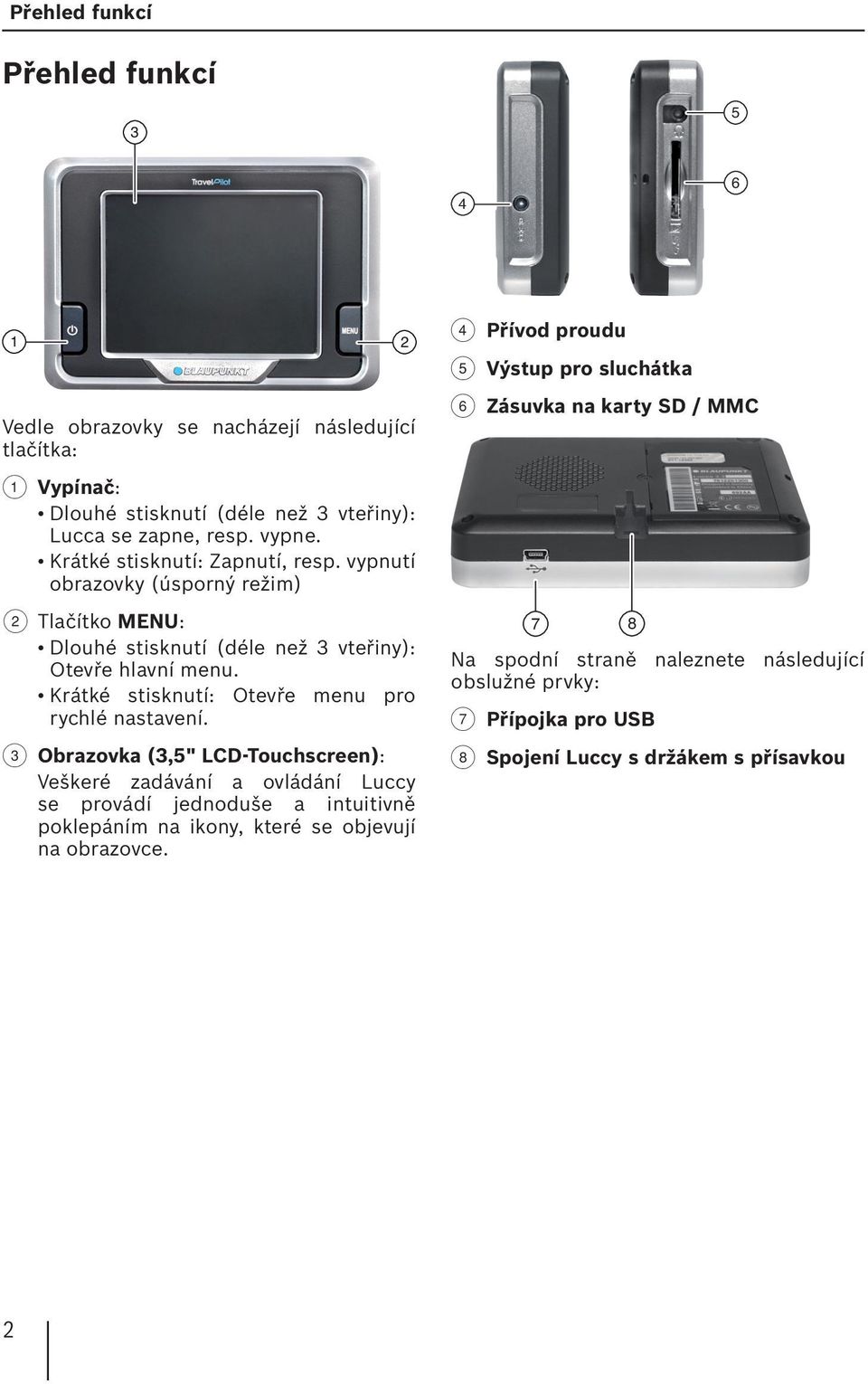 Krátké stisknutí: Otevře menu pro rychlé nastavení.