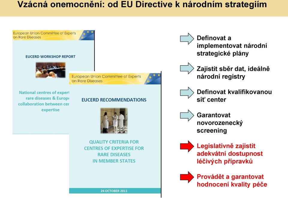 kvalifikovanou síť center Garantovat novorozenecký screening Legislativně zajistit