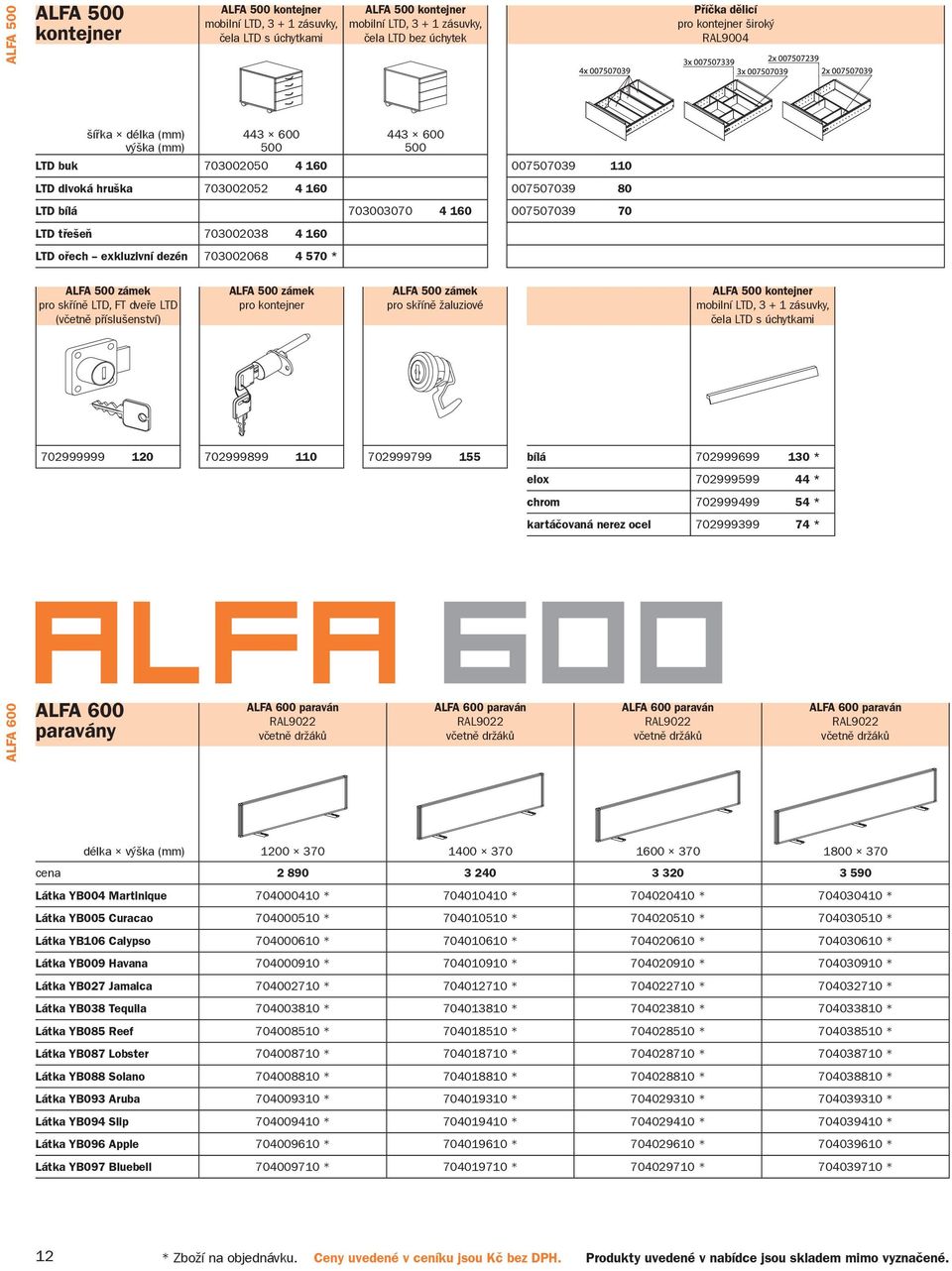 exkluzivní dezén 703002068 4 570 * ALFA 500 zámek pro skříně LTD, (včetně příslušenství) ALFA 500 zámek pro kontejner ALFA 500 zámek pro skříně žaluziové ALFA 500 kontejner mobilní LTD, 3 + 1