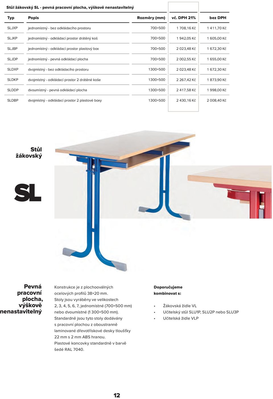 odkládací prostor plastový box 700 500 2 023,48 Kč 1 672,30 Kč SLJDP jednomístný - pevná odkládací plocha 700 500 2 002,55 Kč 1 655,00 Kč SLDXP dvojmístný - bez odkládacího prostoru 1300 500 2 023,48