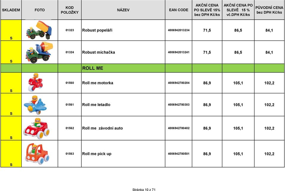 105,1 102,2 01561 Roll me letadlo 4006942780303 86,9 105,1 102,2 01562 Roll me závodní auto