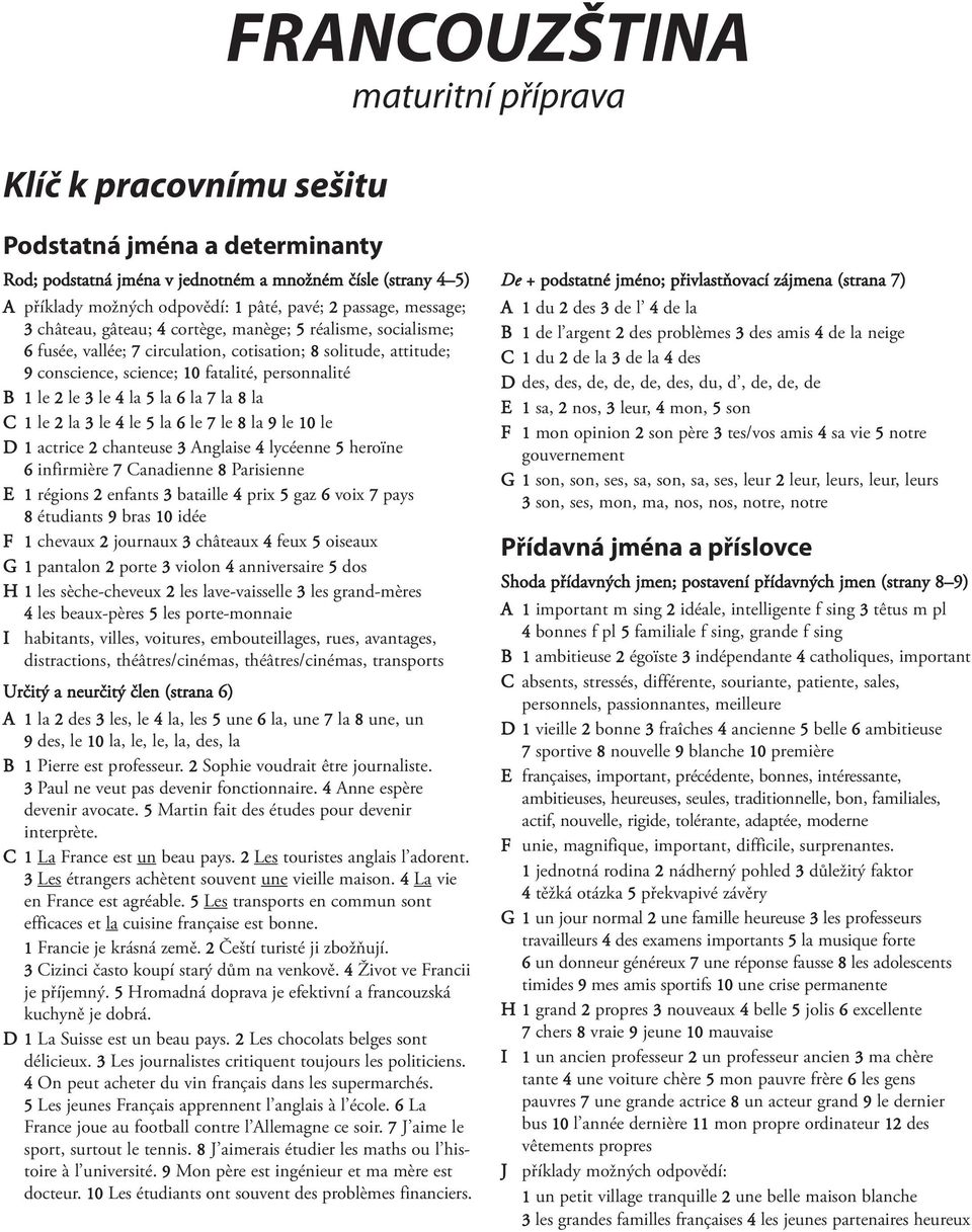 le 2 le 3 le 4 la 5 la 6 la 7 la 8 la C 1 le 2 la 3 le 4 le 5 la 6 le 7 le 8 la 9 le 10 le D 1 actrice 2 chanteuse 3 Anglaise 4 lycéenne 5 heroïne 6 infirmière 7 Canadienne 8 Parisienne E 1 régions 2