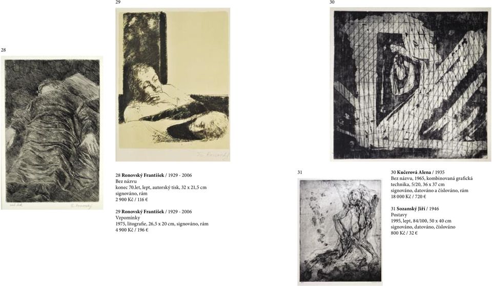 Vzpomínky 1975, litografie, 26,5 x 20 cm, signováno, rám 4 900 Kč / 196 31 30 Kučerová Alena / 1935, 1965,