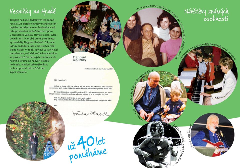V době, kdy byl Václav Havel prezidentem, se každoročně konala sbírka ve prospěch SOS dětských vesniček u vánočního stromu na nádvoří Pražského hradu.