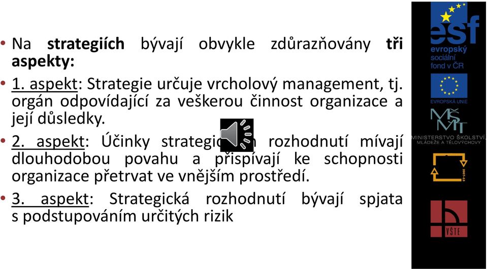 orgán odpovídající za veškerou činnost organizace a její důsledky. 2.