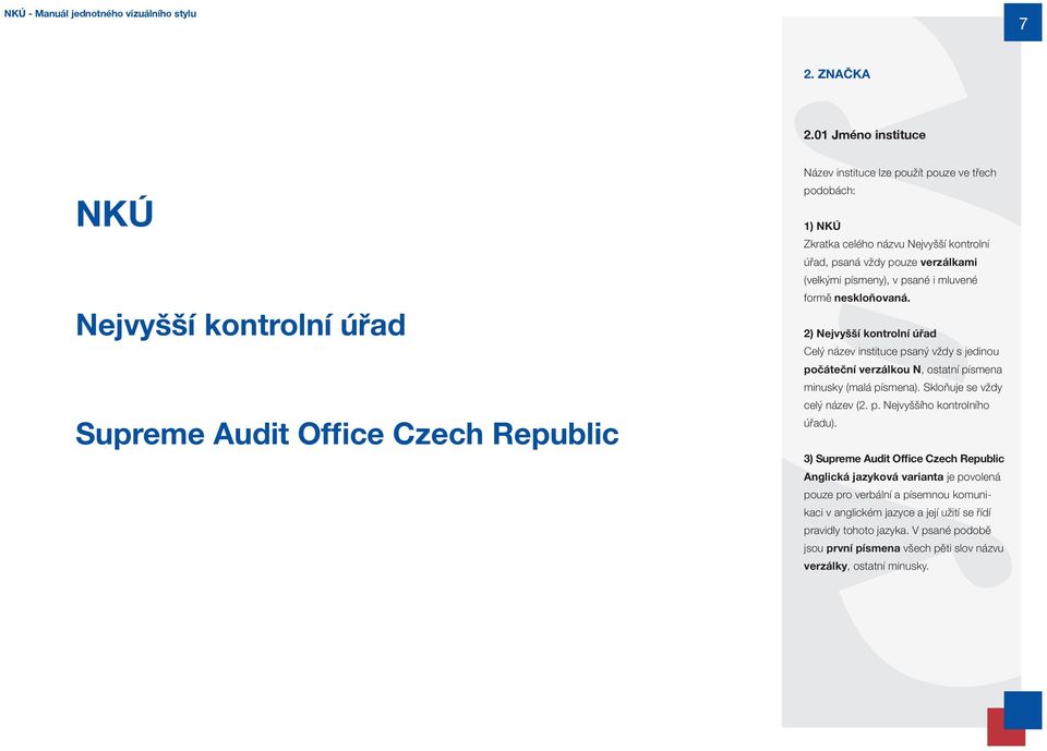 psaná vždy pouze verzálkami (velkými písmeny), v psané i mluvené formě neskloňovaná.