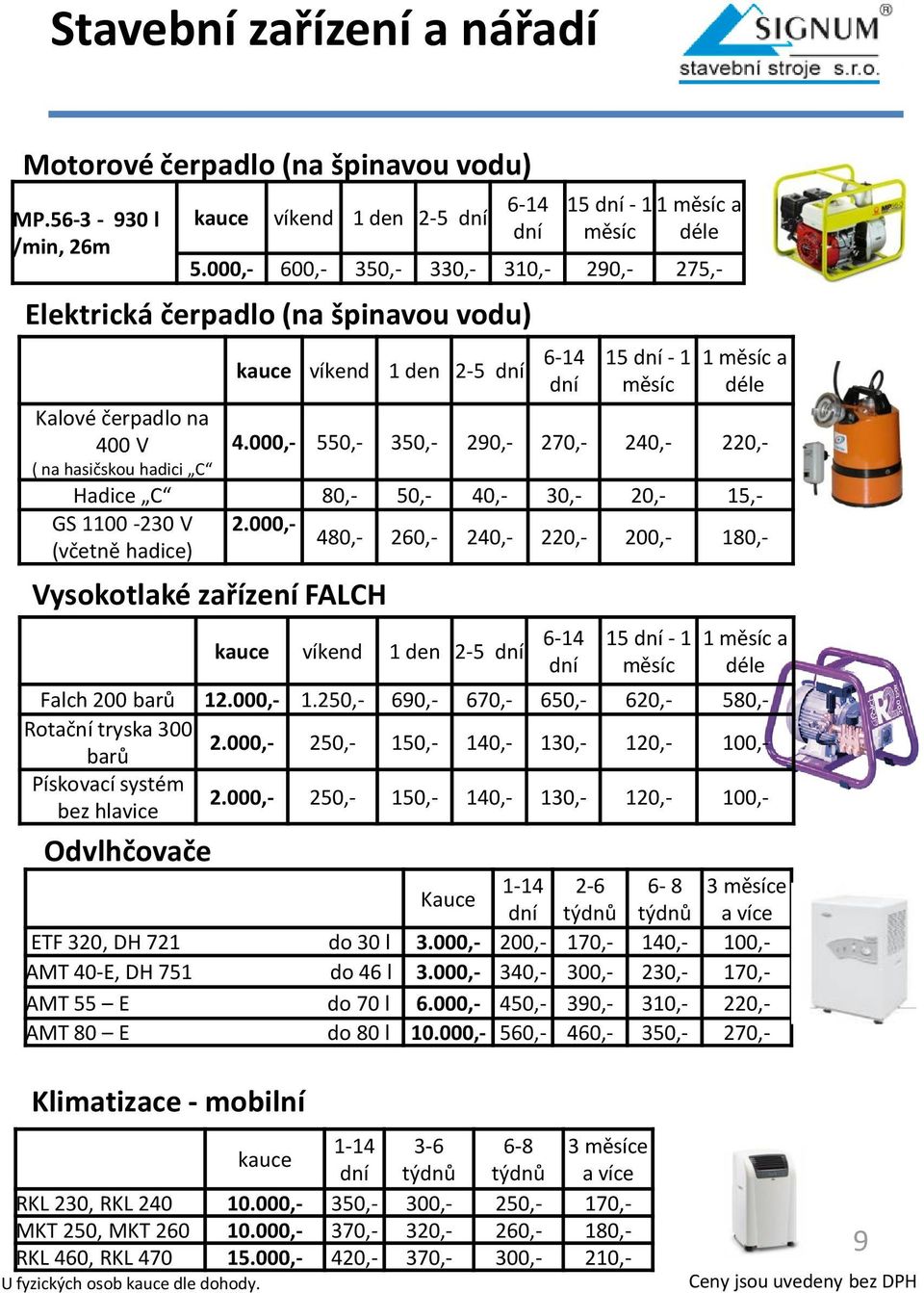 000,- 550,- 350,- 290,- 270,- 240,- 220,- ( na hasičskou hadici C Hadice C 80,- 50,- 40,- 30,- 20,- 15,- GS 1100-230 V 2.